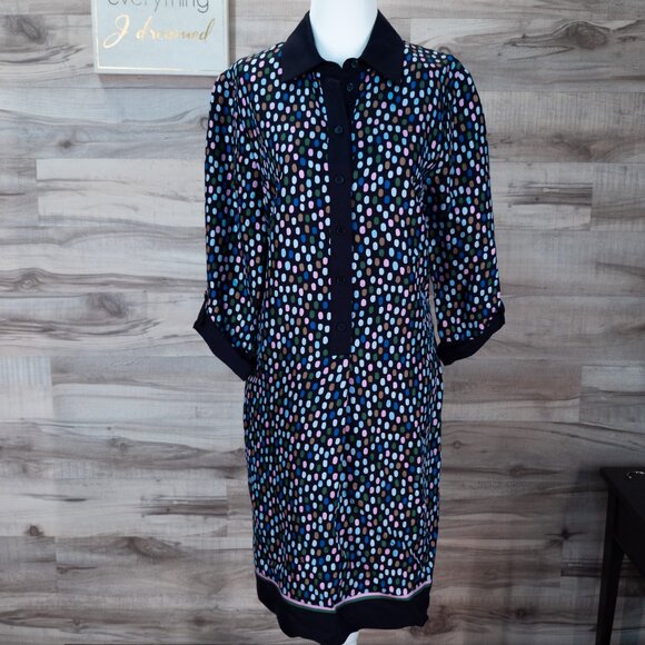 Hobbs London Marci Tunic Dress Navy Blue Multicolor Dot Print Size US 6 - Picture 1 of 7
